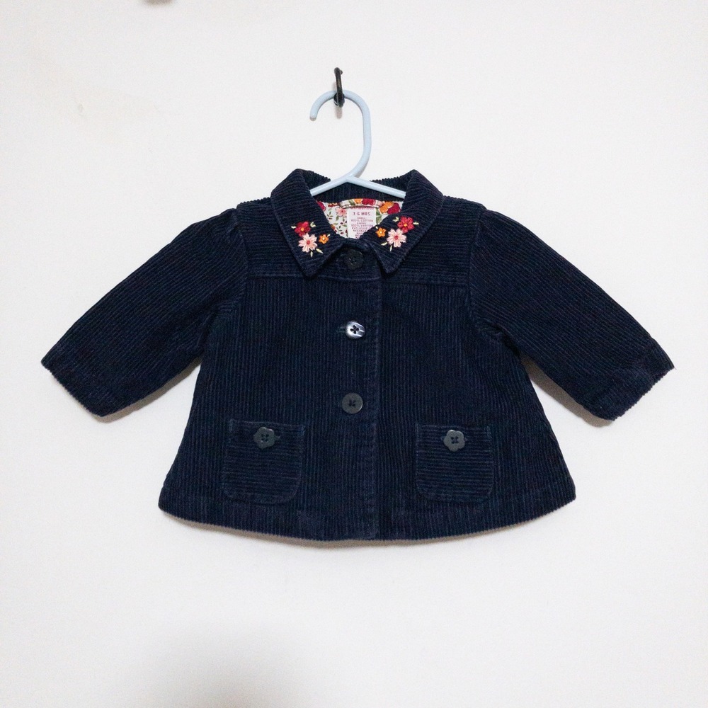 VTG Gymboree Embroidered Floral Corduroy Y2K Blazer Infants 3-6M Blue 100 Cotton